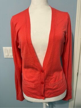George Coral Button-Front V-Neck Cardigan